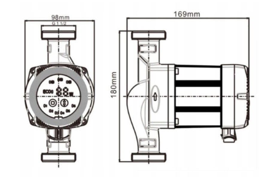 IBO BETA 2 Circulating Pump dimensions